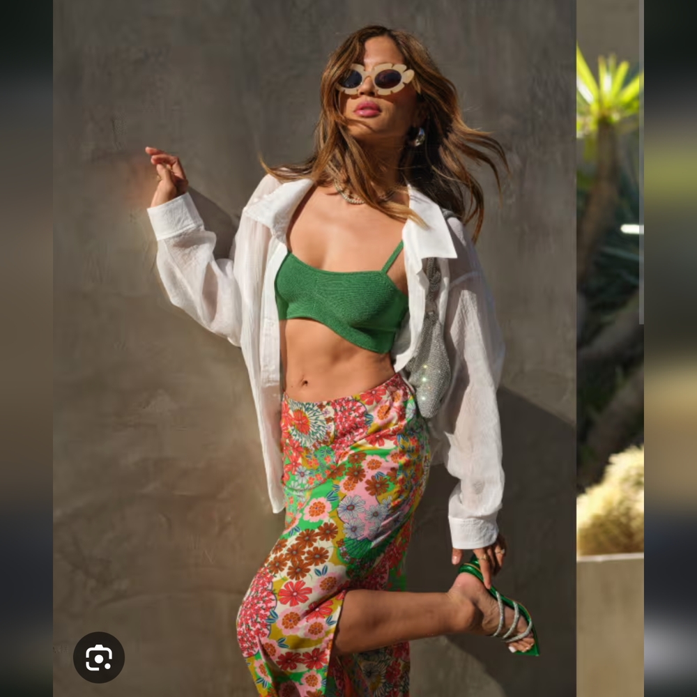 Vici X Rocky Barnes collection Tokyo floral midi skirt